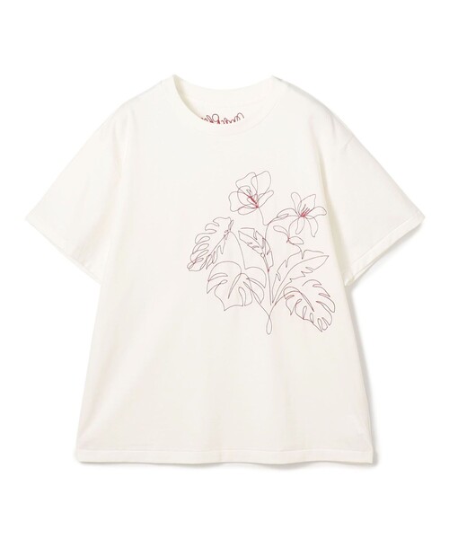 MACPHEE（マカフィー）の「ボタニカルエンブロイダリー ハーフスリーブTシャツ（Tシャツ/カットソー・レディース・ブラック/ホワイト・S）」の2枚目の写真