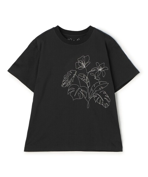 tシャツ ボタニカルエンブロイダリー ハーフスリーブTシャツ レディース MACPHEE tシャツ ボタニカルエンブロイダリー ハーフスリーブT