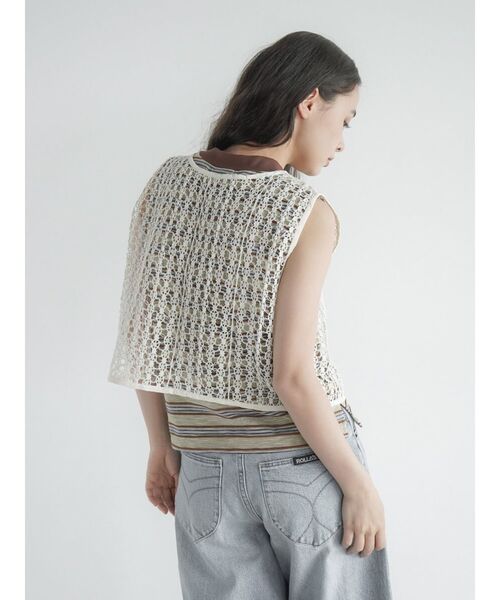 FIKA.(フィーカ)の「Geometric lace gilet(その他トップス・レディース・アイボリー/ブラック・MEDIUM)」の9枚目の写真