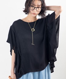 【涼感素材×揺れ感袖】風をまとう軽さで、日常に“余裕”と“華”をプラスする大人のレーヨンリラクシーブラウス