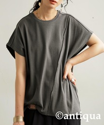 antiqua（アンティカ）の「シュッと美 メロウフレンチスリーブトップス（Tシャツ/カットソー）」