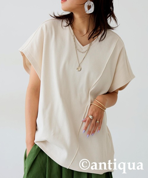 フランスアンティーク　トップス シュッと美 メロウフレンチスリーブトップス（Tシャツ
