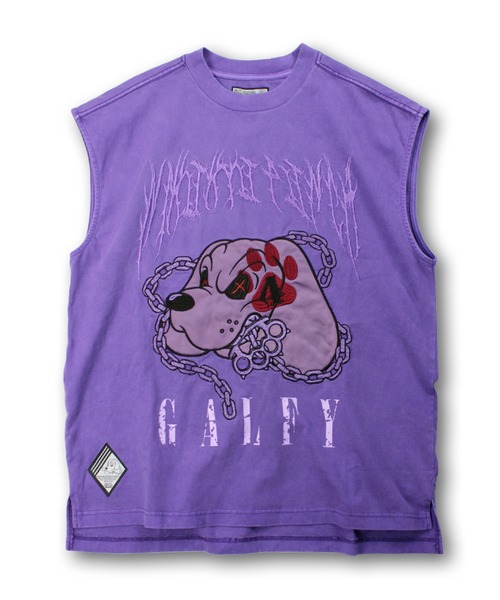 GALFY（ガルフィー）の「【GALFY/ガルフィー】必殺肉球パンチノースリーブ（Tシャツ/カットソー・メンズ・パープル/ホワイト/ブラック・L/XL）」の3枚目の写真