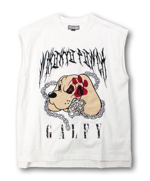 ガルフィー 必殺 肉球 パンチ ノースリーブ 売れ筋商品|||GALFY オーバーサイズ 四本指死殴打 イヌ ロゴ ストリート カジュアル 天竺 ユニセックス アウトドア 旅行 フェス セール】【GALFY/ガルフィー】必殺肉球パンチノースリーブ（T