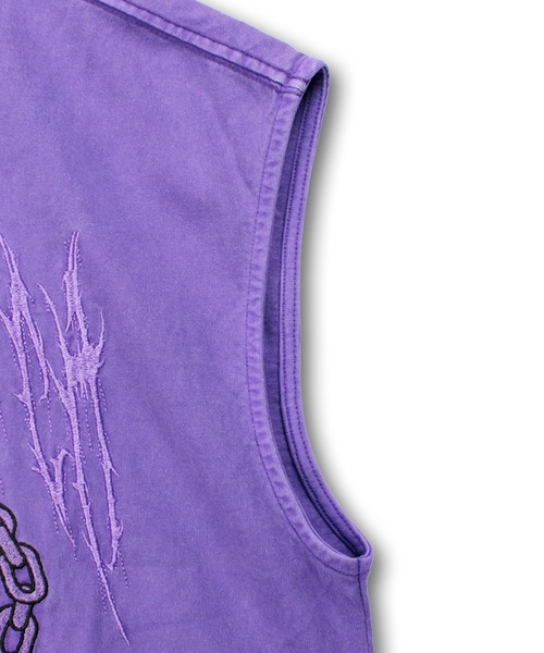 GALFY（ガルフィー）の「【GALFY/ガルフィー】必殺肉球パンチノースリーブ（Tシャツ/カットソー・メンズ・パープル/ホワイト/ブラック・L/XL）」の8枚目の写真