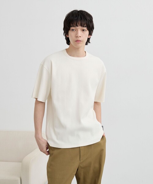 coen（コーエン）の「ワッフルショートスリーブＴシャツ（Tシャツ/カットソー・メンズ・オフホワイト/ダークグレー/ナチュラル・L/XL/M/S）」の4枚目の写真