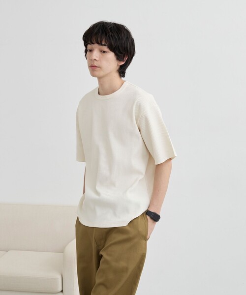 coen（コーエン）の「ワッフルショートスリーブＴシャツ（Tシャツ/カットソー・メンズ・オフホワイト/ダークグレー/ナチュラル・L/XL/M/S）」の8枚目の写真