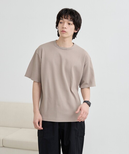 coen（コーエン）の「ワッフルショートスリーブＴシャツ（Tシャツ/カットソー・メンズ・オフホワイト/ダークグレー/ナチュラル・L/XL/M/S）」の10枚目の写真