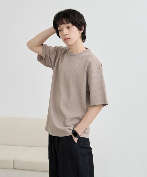 coen（コーエン）の「ワッフルショートスリーブＴシャツ（Tシャツ/カットソー・メンズ・オフホワイト/ダークグレー/ナチュラル・L/XL/M/S）」の14枚目の写真