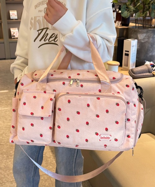 セール】【大容量・シューズBOX付】プチイチゴコーデュロイボストン