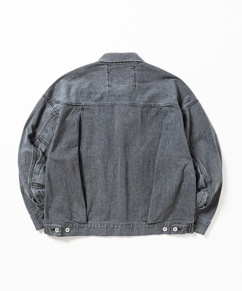 meanswhile(ミーンズワイル)の「Fade Denim Pleated Sleeve Blouse(デニムジャケット・メンズ・ブラック/インディゴブルー・4(XL)/2(M)/3(L)/1(S))」の3枚目の写真