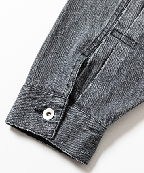 meanswhile(ミーンズワイル)の「Fade Denim Pleated Sleeve Blouse(デニムジャケット・メンズ・ブラック/インディゴブルー・4(XL)/2(M)/3(L)/1(S))」の6枚目の写真