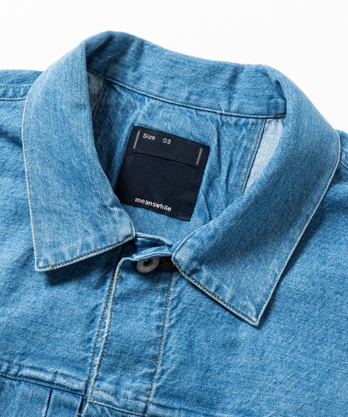 meanswhile(ミーンズワイル)の「Fade Denim Pleated Sleeve Blouse(デニムジャケット・メンズ・ブラック/インディゴブルー・4(XL)/2(M)/3(L)/1(S))」の11枚目の写真