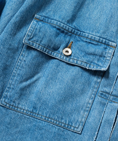 meanswhile(ミーンズワイル)の「Fade Denim Pleated Sleeve Blouse(デニムジャケット・メンズ・ブラック/インディゴブルー・4(XL)/2(M)/3(L)/1(S))」の12枚目の写真