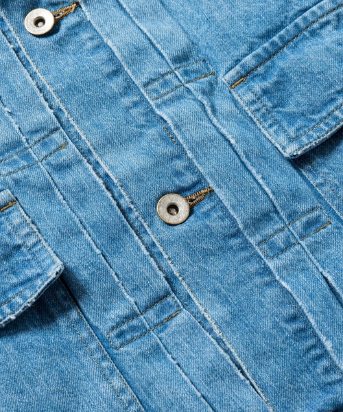 meanswhile(ミーンズワイル)の「Fade Denim Pleated Sleeve Blouse(デニムジャケット・メンズ・ブラック/インディゴブルー・4(XL)/2(M)/3(L)/1(S))」の13枚目の写真