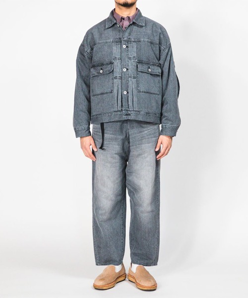 meanswhile(ミーンズワイル)の「Fade Denim Pleated Sleeve Blouse(デニムジャケット・メンズ・ブラック/インディゴブルー・4(XL)/2(M)/3(L)/1(S))」の17枚目の写真