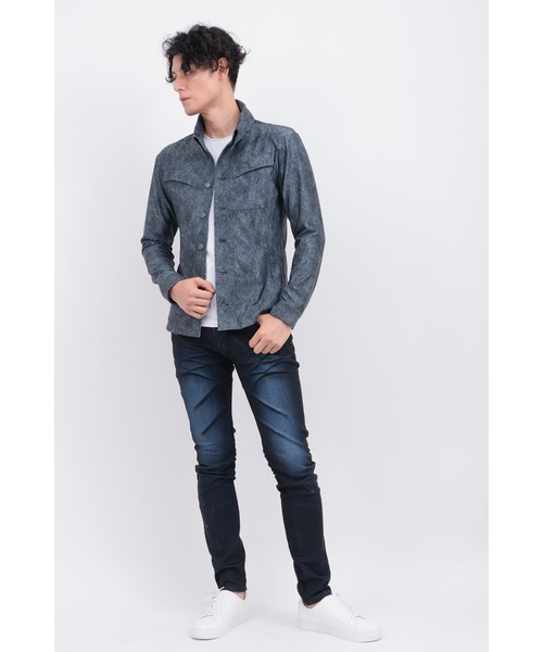 TORNADO MART（トルネードマート）の「ﾊｲﾃﾝｼｮﾝﾑﾗﾂｲﾙﾌﾟﾘﾝﾄｼｬﾂﾌﾞﾙｿﾞﾝ（ブルゾン・メンズ・グレー系その他/ネイビー・XXL/LL/L/M）」の5枚目の写真