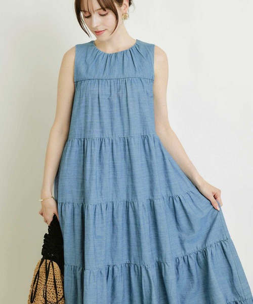 PICCIN(ピッチン)の「デニムティアードボリュームワンピース(ワンピース・レディース・ブルー/ライトブルー・M)」の9枚目の写真