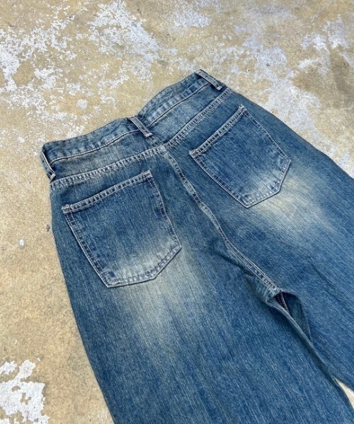 ipugo(イプゴ)の「ipugo/イプゴ ダメージ加工 ワイドデニムパンツ(デニムパンツ・レディース・ブルー・S/M)」の3枚目の写真