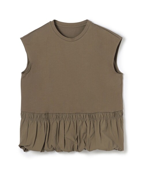 MACPHEE(マカフィー)の「コットンバックサテンコンビ バルーンTシャツ(Tシャツ/カットソー・レディース・カーキ/ブラック/ホワイト・S)」の1枚目の写真