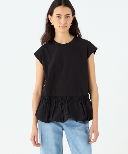 MACPHEE(マカフィー)の「コットンバックサテンコンビ バルーンTシャツ(Tシャツ/カットソー・レディース・カーキ/ブラック/ホワイト・S)」の5枚目の写真