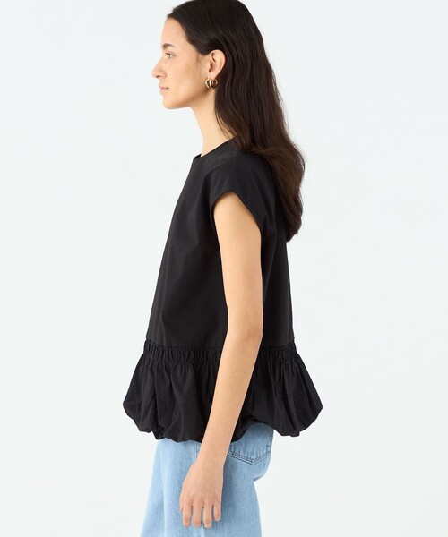 MACPHEE(マカフィー)の「コットンバックサテンコンビ バルーンTシャツ(Tシャツ/カットソー・レディース・カーキ/ブラック/ホワイト・S)」の6枚目の写真