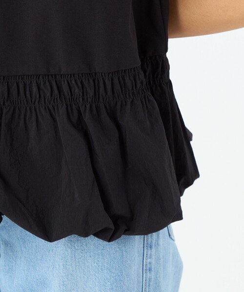 MACPHEE(マカフィー)の「コットンバックサテンコンビ バルーンTシャツ(Tシャツ/カットソー・レディース・カーキ/ブラック/ホワイト・S)」の10枚目の写真