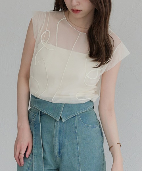 raffime（ラフィミー）の「アソートシアーノースリーブトップス（シャツ/ブラウス・レディース・ホワイト系その他/モカ/ミント/グリーン系その他/アイボリー/ブラウン系その他/ブラック・フリー）」の3枚目の写真