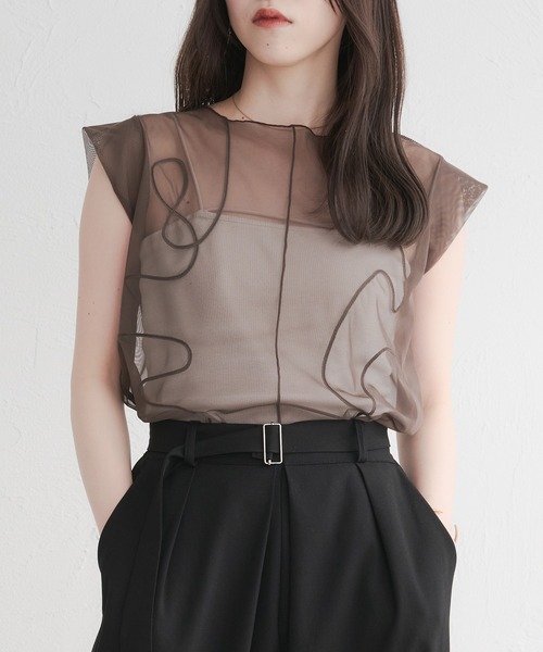 raffime（ラフィミー）の「アソートシアーノースリーブトップス（シャツ/ブラウス・レディース・ホワイト系その他/モカ/ミント/グリーン系その他/アイボリー/ブラウン系その他/ブラック・フリー）」の5枚目の写真