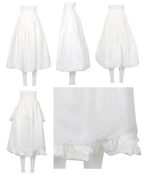 Petitle（プチレ）の「[ 低身長向けサイズ ] ラウンド切り替えバルーンスカート（スカート・レディース・ブラック/オフホワイト・PM）」の7枚目の写真