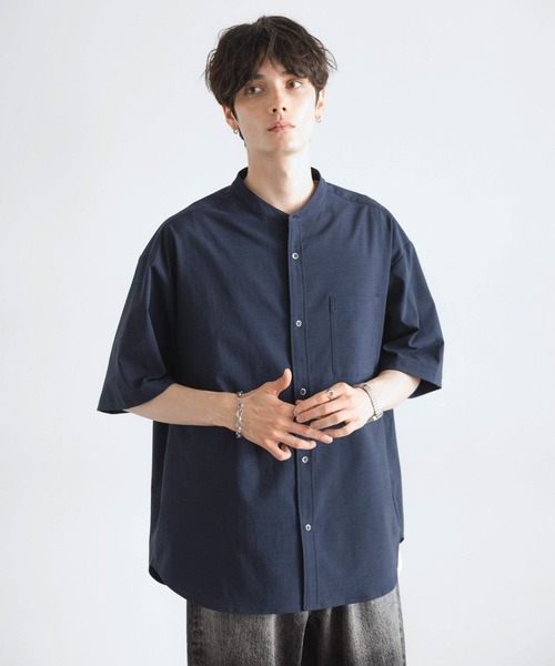 RAGEBLUE(レイジブルー)の「<接触冷感>オーバーサイズ/バンドカラーシャツ(シャツ/ブラウス・メンズ・ネイビー/グレー・MEDIUM/LARGE)」の15枚目の写真
