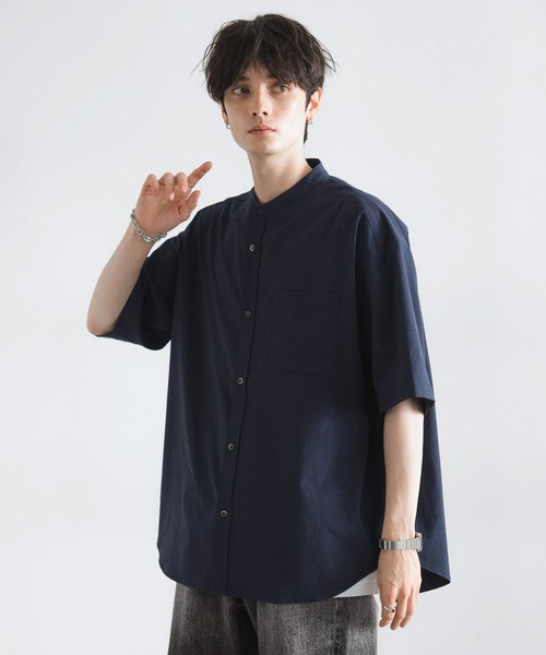 RAGEBLUE(レイジブルー)の「<接触冷感>オーバーサイズ/バンドカラーシャツ(シャツ/ブラウス・メンズ・ネイビー/グレー・MEDIUM/LARGE)」の13枚目の写真
