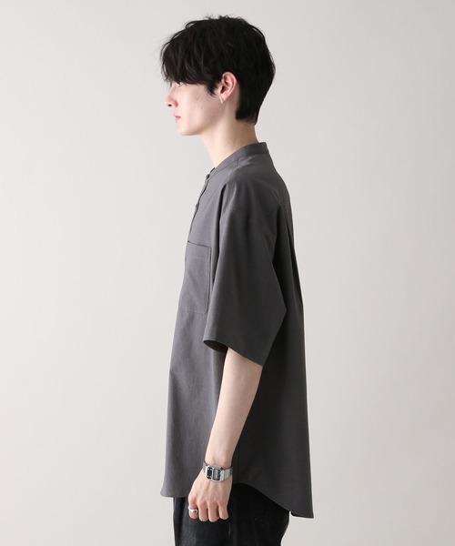 RAGEBLUE(レイジブルー)の「<接触冷感>オーバーサイズ/バンドカラーシャツ(シャツ/ブラウス・メンズ・ネイビー/グレー・MEDIUM/LARGE)」の12枚目の写真