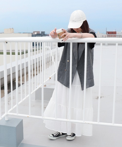 libelle more（リベル モア）の「スラブベルト付きティアードスカート（スカート・レディース・モカ/ブラック/オフホワイト・M）」の2枚目の写真