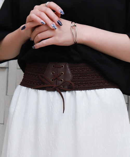 libelle more（リベル モア）の「スラブベルト付きティアードスカート（スカート・レディース・モカ/ブラック/オフホワイト・M）」の9枚目の写真