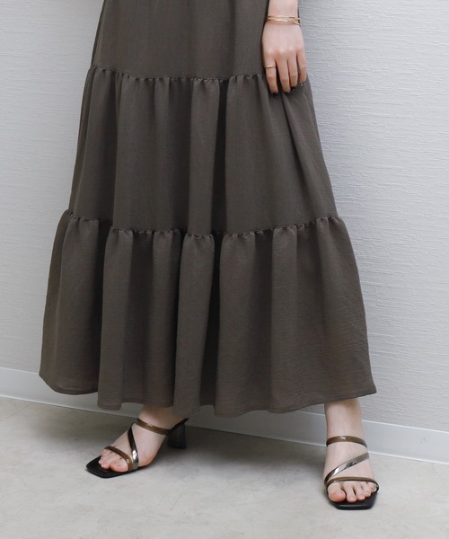 libelle more（リベル モア）の「スラブベルト付きティアードスカート（スカート・レディース・モカ/ブラック/オフホワイト・M）」の14枚目の写真