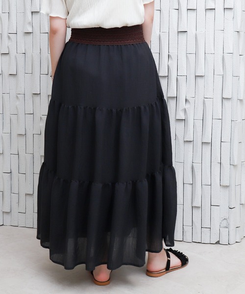 libelle more（リベル モア）の「スラブベルト付きティアードスカート（スカート・レディース・モカ/ブラック/オフホワイト・M）」の17枚目の写真