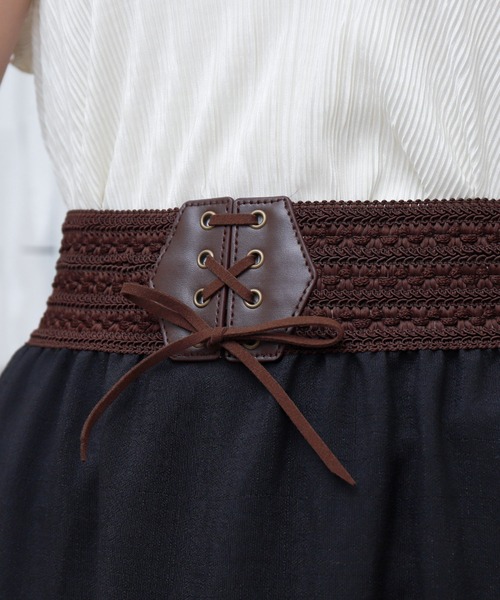libelle more（リベル モア）の「スラブベルト付きティアードスカート（スカート・レディース・モカ/ブラック/オフホワイト・M）」の18枚目の写真