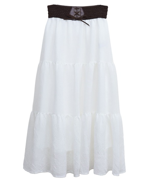 libelle more（リベル モア）の「スラブベルト付きティアードスカート（スカート・レディース・モカ/ブラック/オフホワイト・M）」の22枚目の写真