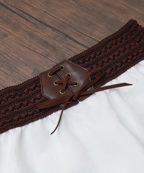 libelle more（リベル モア）の「スラブベルト付きティアードスカート（スカート・レディース・モカ/ブラック/オフホワイト・M）」の20枚目の写真