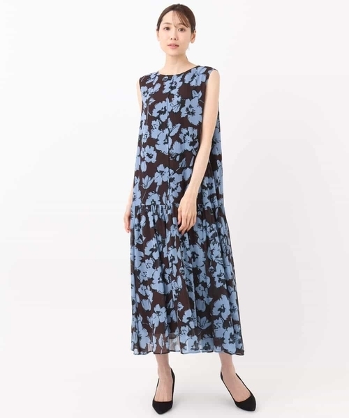 MK MICHEL KLEIN（エムケーミッシェルクラン）の「花柄ティアードワンピース/洗える（ワンピース・レディース・ブラウン/ネイビー・38）」の20枚目の写真