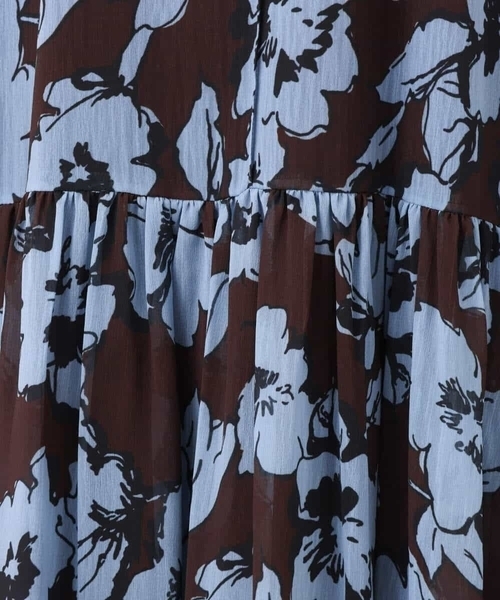 MK MICHEL KLEIN（エムケーミッシェルクラン）の「花柄ティアードワンピース/洗える（ワンピース・レディース・ブラウン/ネイビー・38）」の21枚目の写真