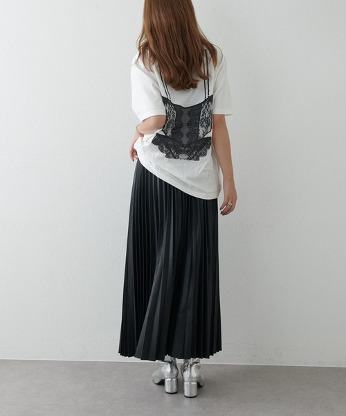 Lui's（ルイス）の「フェイクレザープリーツスカート（スカート・レディース・アイボリー/ダークブラウン/ブラック・36/38）」の12枚目の写真
