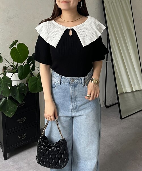 prose verse(プロズヴェール)の「襟付きフロントパールニット(ニット/セーター・レディース・ブラック系その他/ブラック系その他2/ブラック・MEDIUM)」の18枚目の写真