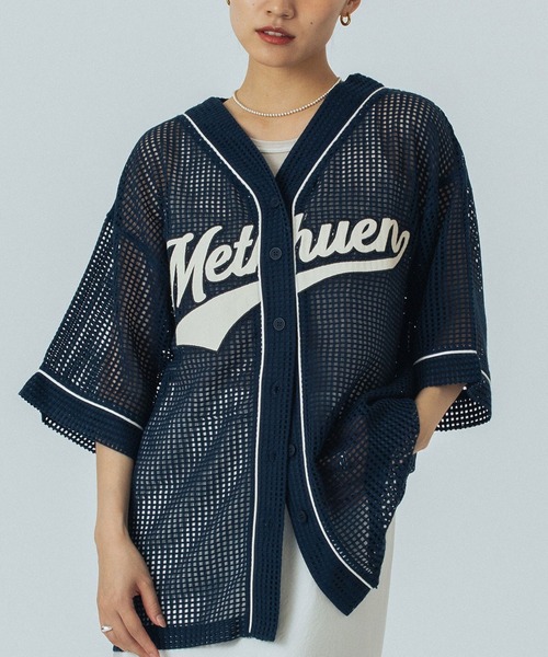 ROSE BUD(ローズバッド)の「BASEBALL S/S SHIRT(シャツ/ブラウス・レディース・オフホワイト/ネイビー・ONE SIZE)」の1枚目の写真