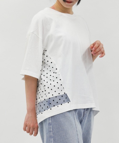 tシャツ 「洗える」ドットチュールプルオーバー レディース ドットチュールプルオーバー（Tシャツ/カットソー）｜axes femme