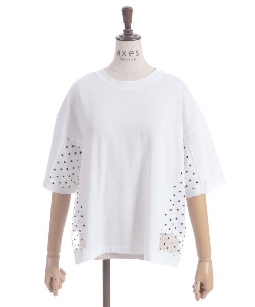 tシャツ 「洗える」ドットチュールプルオーバー レディース axes femme tシャツ ドットチュールプルオーバー レディース
