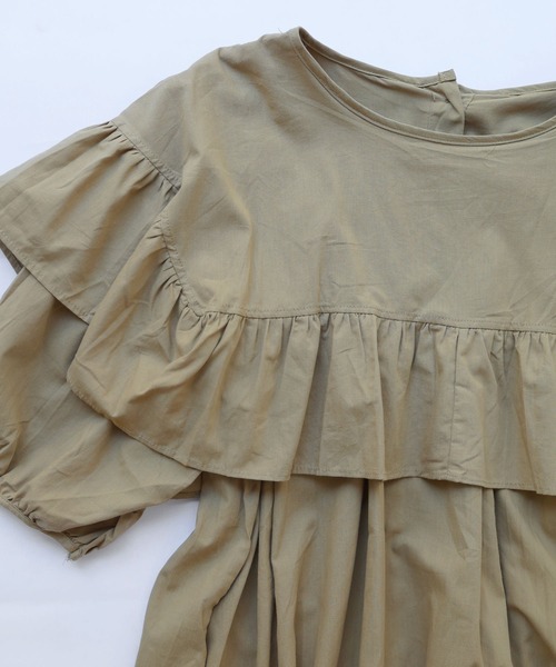 Crisp(クリスプ)の「フロントフリルパフロングワンピース(ワンピース・レディース・ブラック/カーキ・FREE)」の20枚目の写真