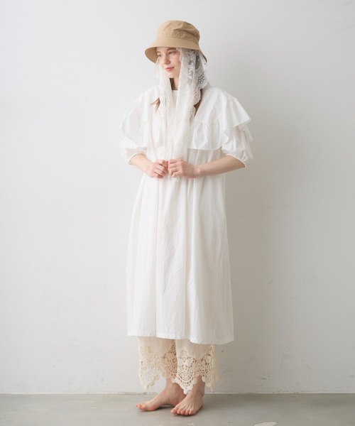 Crisp(クリスプ)の「front frill puff long onepiece / フロントフリルパフロングワンピース(ワンピース・レディース・ブラック/カーキ・FREE)」の22枚目の写真