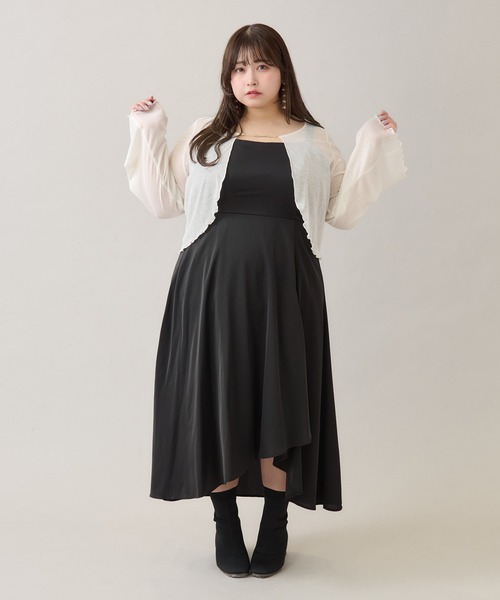 大きいサイズ】アシメフレアキャミワンピース（ワンピース